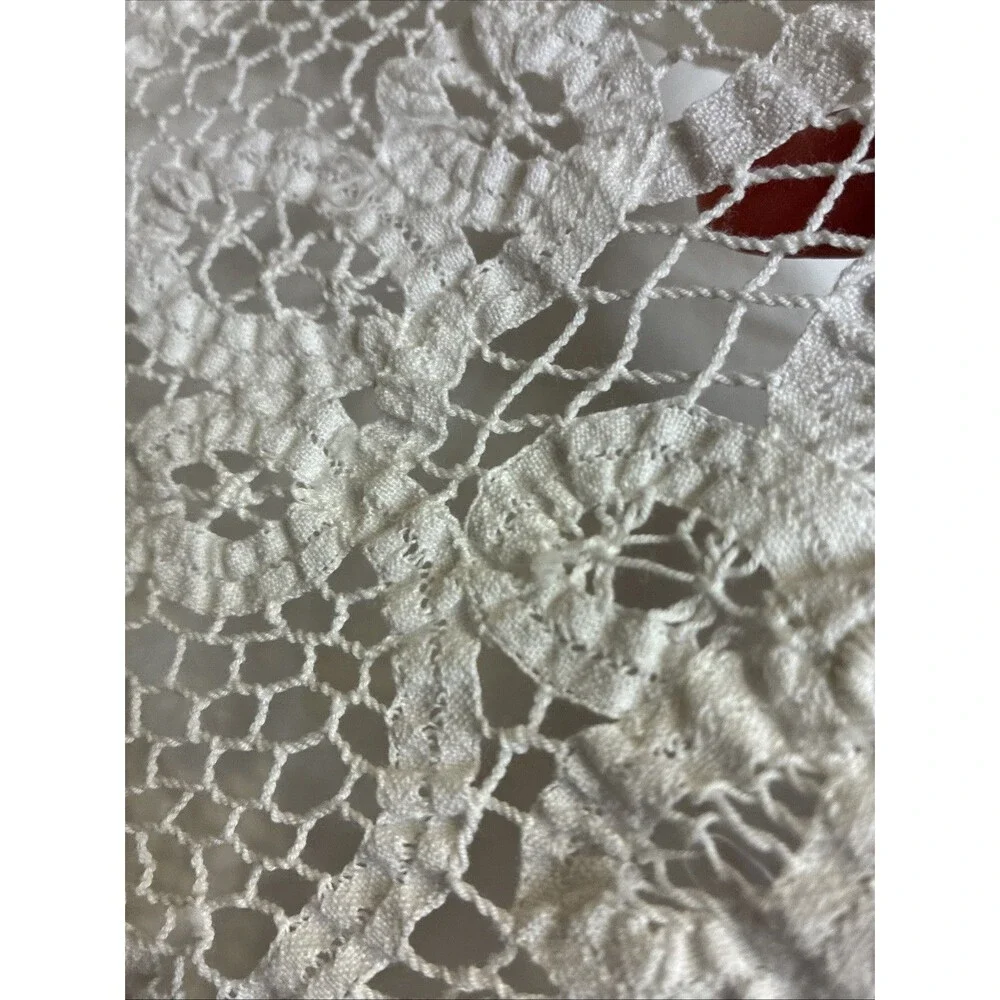 White Cotton Pillow Sham 27x18 Floral Lace Look Openwork Whitework